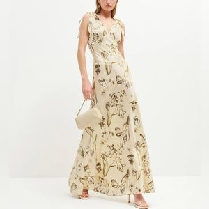 Reformation Pernille Silk Dress in Umber